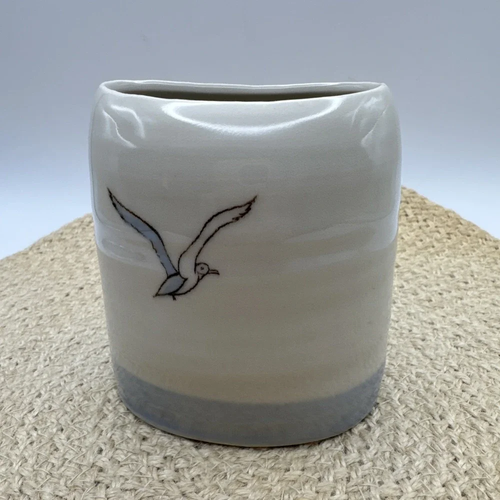 Otigiri Vase Vintage 80s Seagulls Birds‎ Porcelain Coastal Nautical Beach Decor